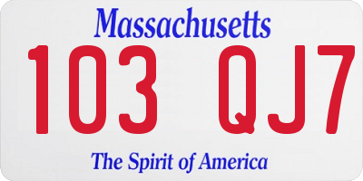 MA license plate 103QJ7