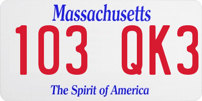 MA license plate 103QK3