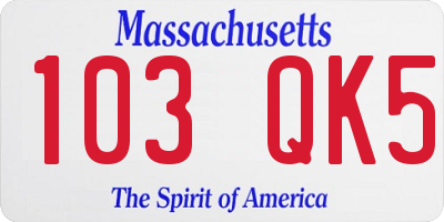 MA license plate 103QK5