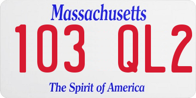 MA license plate 103QL2