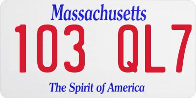 MA license plate 103QL7