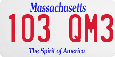 MA license plate 103QM3