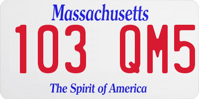MA license plate 103QM5