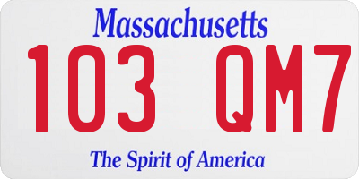 MA license plate 103QM7