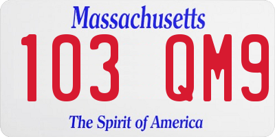 MA license plate 103QM9