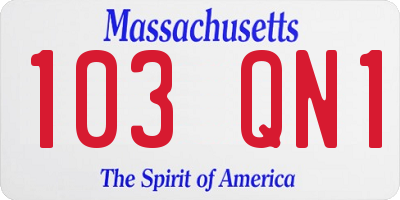 MA license plate 103QN1