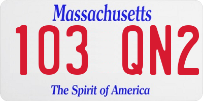 MA license plate 103QN2