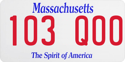 MA license plate 103QO0