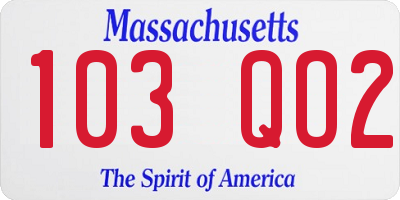 MA license plate 103QO2