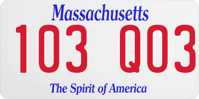 MA license plate 103QO3
