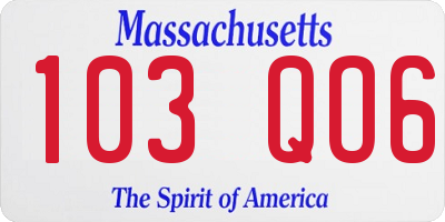 MA license plate 103QO6