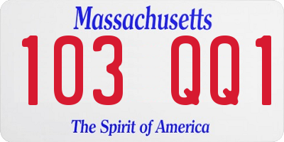 MA license plate 103QQ1