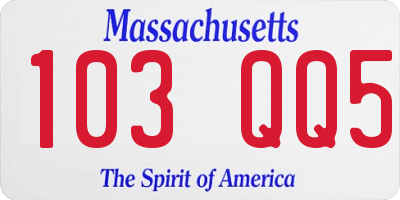 MA license plate 103QQ5