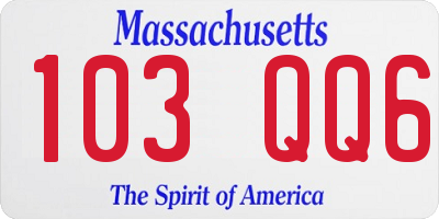MA license plate 103QQ6