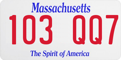MA license plate 103QQ7