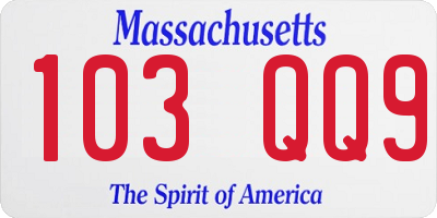 MA license plate 103QQ9