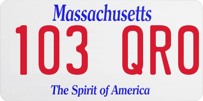 MA license plate 103QR0