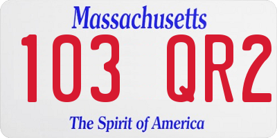 MA license plate 103QR2