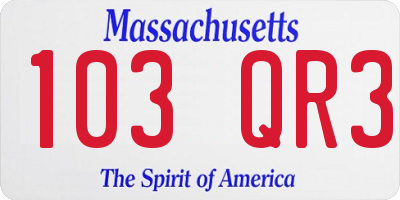 MA license plate 103QR3