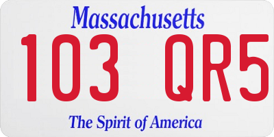 MA license plate 103QR5