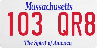 MA license plate 103QR8
