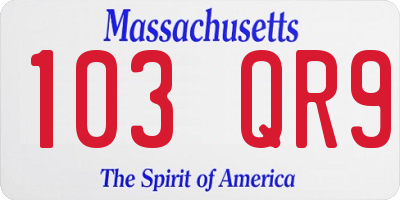 MA license plate 103QR9