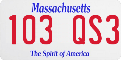 MA license plate 103QS3