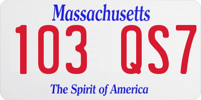 MA license plate 103QS7
