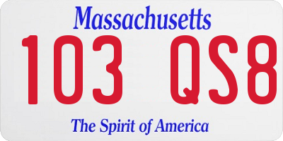 MA license plate 103QS8