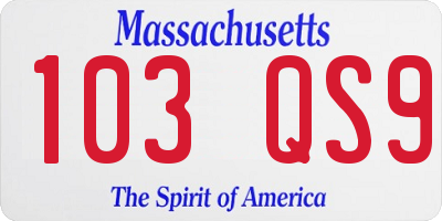 MA license plate 103QS9