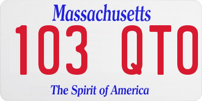 MA license plate 103QT0