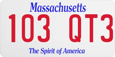 MA license plate 103QT3