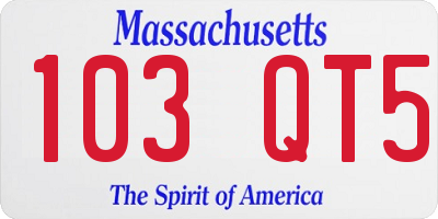 MA license plate 103QT5