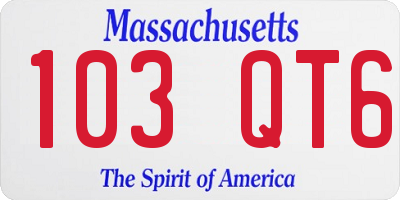 MA license plate 103QT6