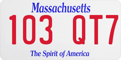 MA license plate 103QT7