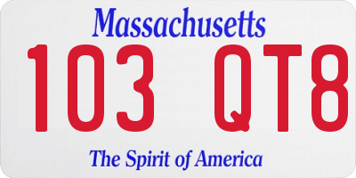 MA license plate 103QT8