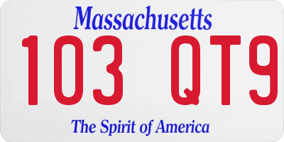 MA license plate 103QT9