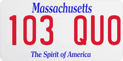 MA license plate 103QU0