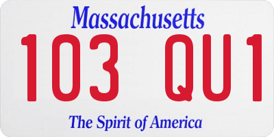 MA license plate 103QU1