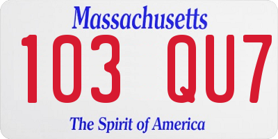 MA license plate 103QU7