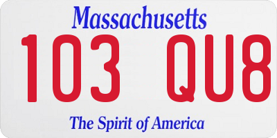 MA license plate 103QU8