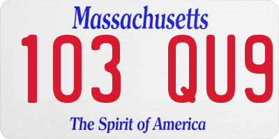 MA license plate 103QU9