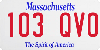 MA license plate 103QV0