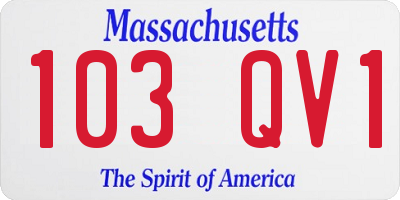 MA license plate 103QV1