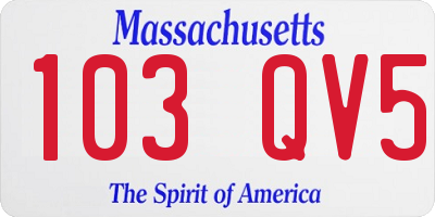 MA license plate 103QV5