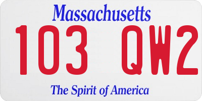 MA license plate 103QW2