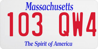 MA license plate 103QW4