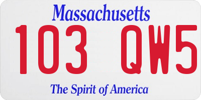 MA license plate 103QW5