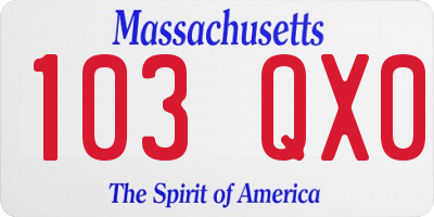 MA license plate 103QX0