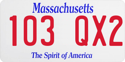 MA license plate 103QX2